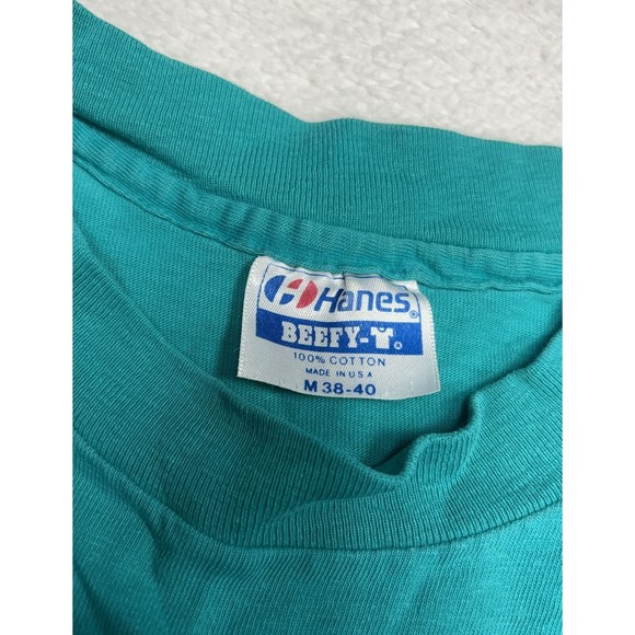 Vtg 90s Air Force Test Pilot Pin Up Girl Teal Single Stitch T-Shirt Size Medium - Picture 5 of 8